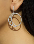 Pave Floating Crescent Hoops