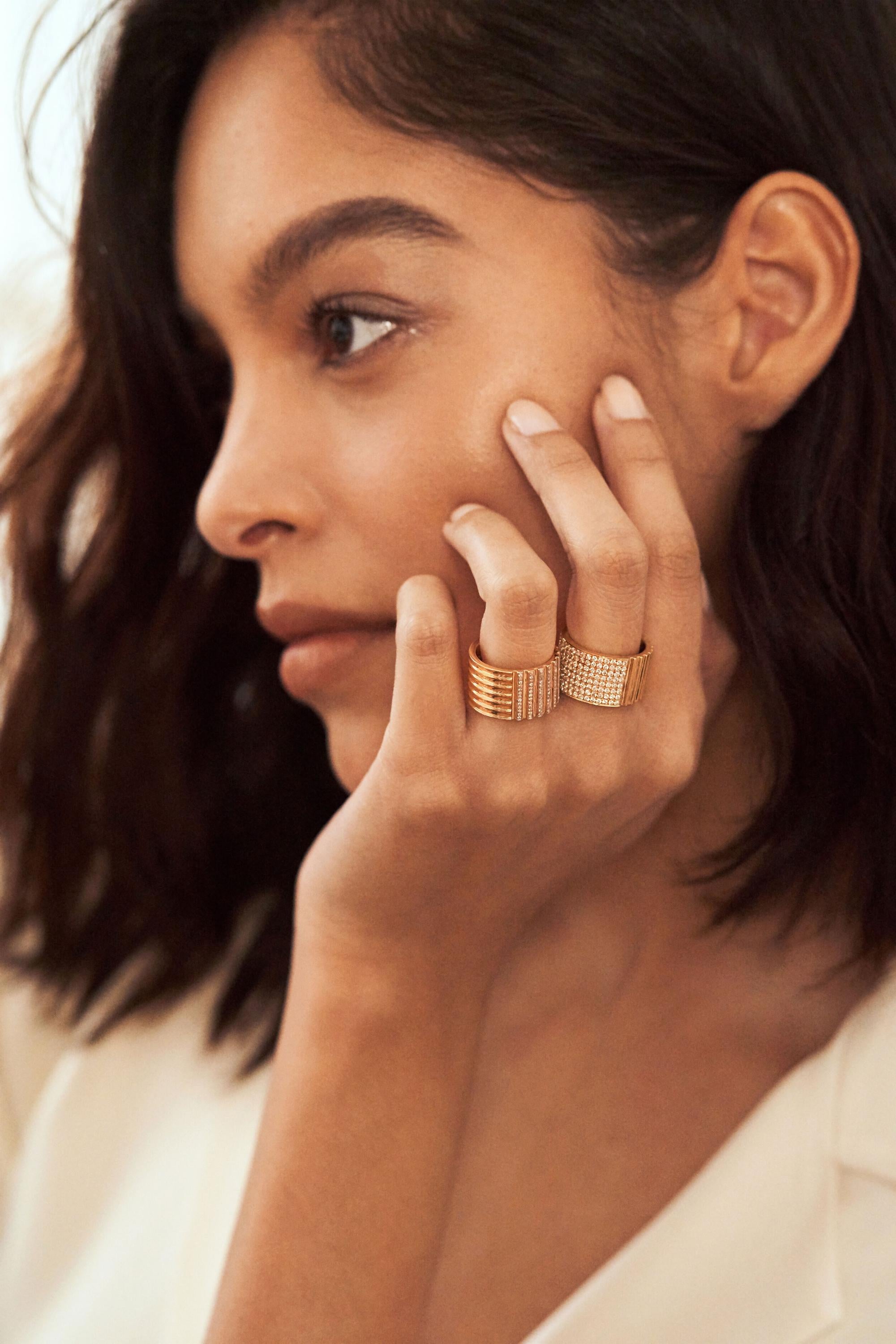 Duo Half Column-Pave Ring